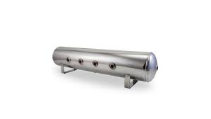 4 Gal Alum Air Tank - (2) 1 4   (2) 3 8  end ports    1 4  drain port - 30  L x 6  D - Polished