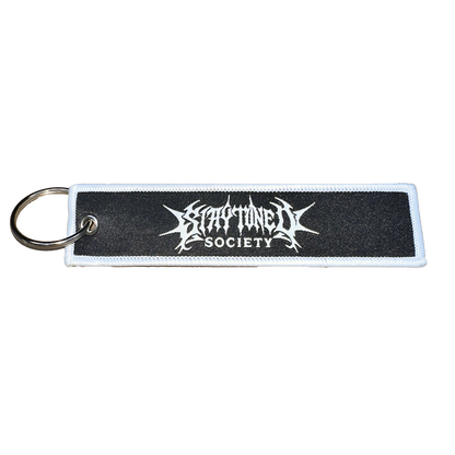 StayTuned Woven Jet Tag Keychain – Premium Woven Logo + Embroidered Edge