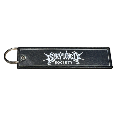 StayTuned Woven Jet Tag Keychain – Premium Woven Logo + Embroidered Edge