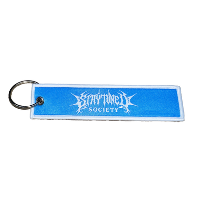 StayTuned Woven Jet Tag Keychain – Premium Woven Logo + Embroidered Edge