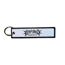 StayTuned Woven Jet Tag Keychain – Premium Woven Logo + Embroidered Edge